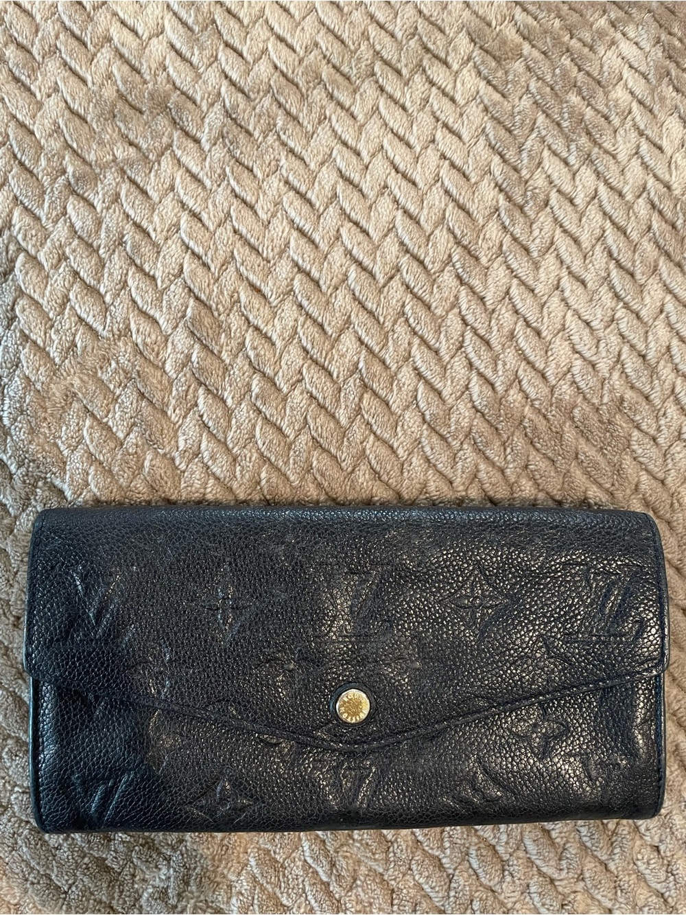 Louis Vuitton Black Monogram Empreinte Continental Wallet with Gold Snap